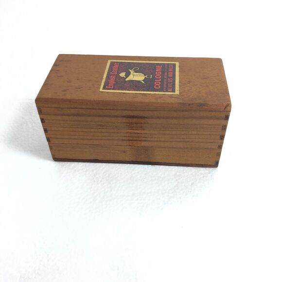 Vintage English Leather Cologne Box Collectible Wooden Storage Box Bathroom Deco - Picture 7 of 8